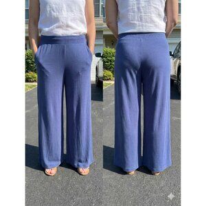 Fabletics Sleek Knit Kristin Wide Leg Lounge Pants Blue Modal Mid Rise Large L